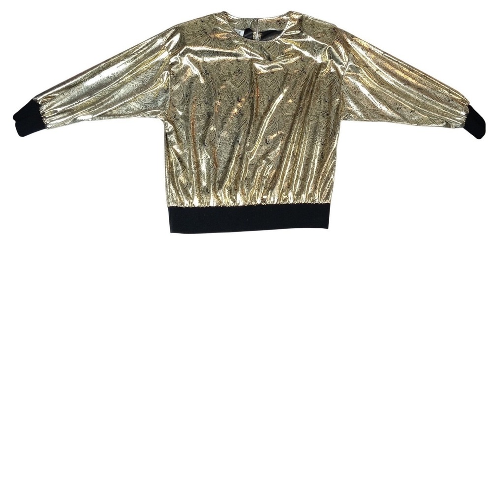 MAYCENE Gold Paisley Metallic Blouse Top Long Sleeve‎ Size Large